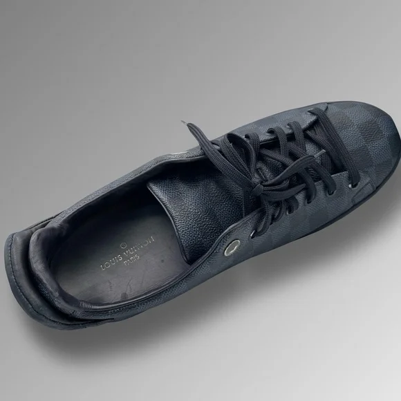 LOUIS VUITTON Damier Cobalt Frontrow Sneakers MS 1116 Size 8 Navy Blue Great - Picture 2 of 7